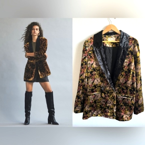Free People Jackets & Blazers - $398 Free People Nicolette Velvet Blazer Floral Oversized Boyfriend Jacket